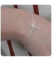 Flower and CZ Teardrop Shape Silver Bracelet BRS-219